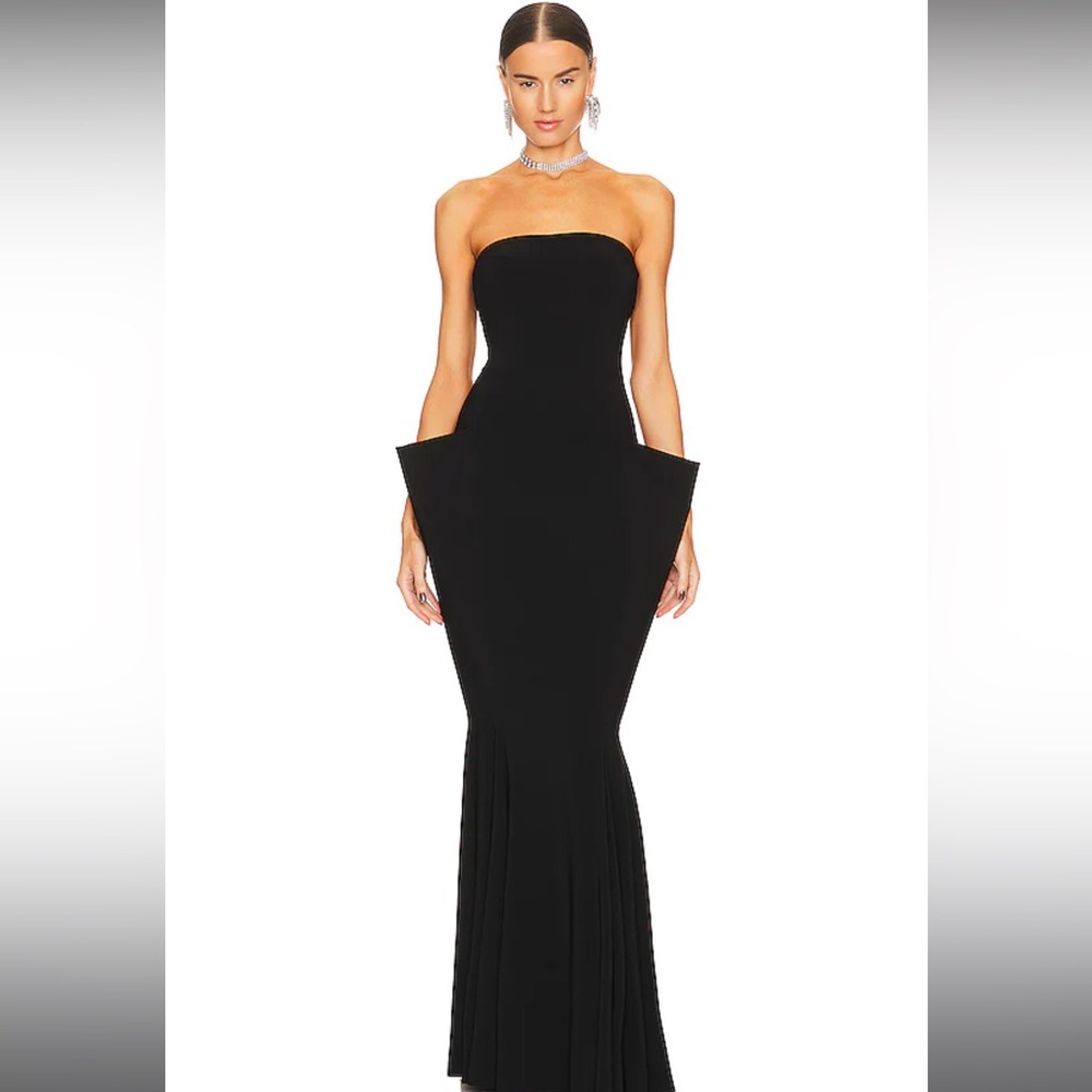 Norma kamali Strapless Wing Fishtail Gown in Black - Picture 2 of 2